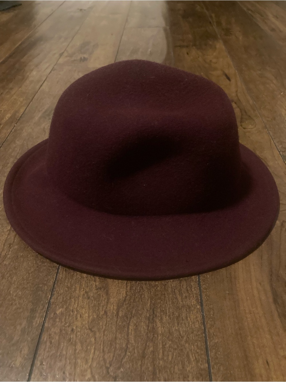 Moschino Womens Burgundy Felt Bowler Hat
